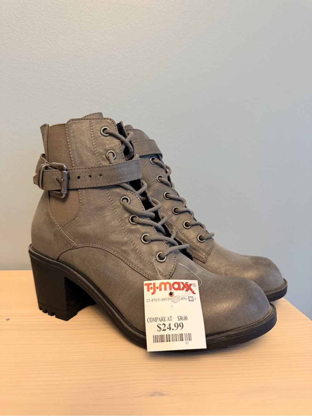 Coconuts by Matisse Gray Lace-Up Buckle Ankle Boots